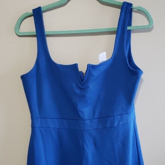 Blue Cropped Pant Romper Jumpsuit Size medium - Picture 2 of 5